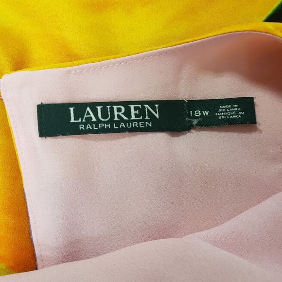 Lauren Ralph Lauren Womens Floral Midi Dress Size 18W Multicolor Sleeveless - Picture 3 of 6